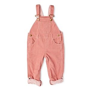 Dotty Dungaree light pink overalls. Toddler